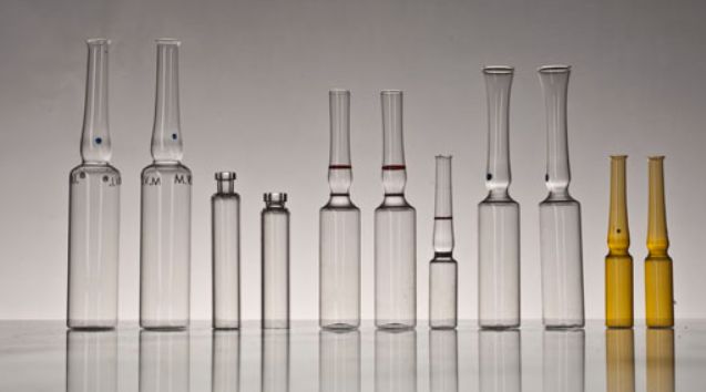Finished clear and amber glass ampoules ready for dispatch